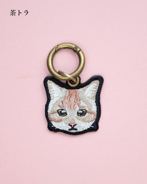 猫 刺繍キーホルダー 名入れ可能 honok