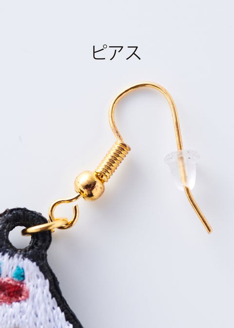 「ウォンバット」刺繍ピアス イヤリング