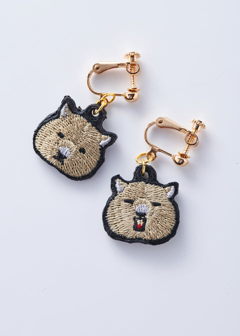 「ウォンバット」刺繍ピアス イヤリング