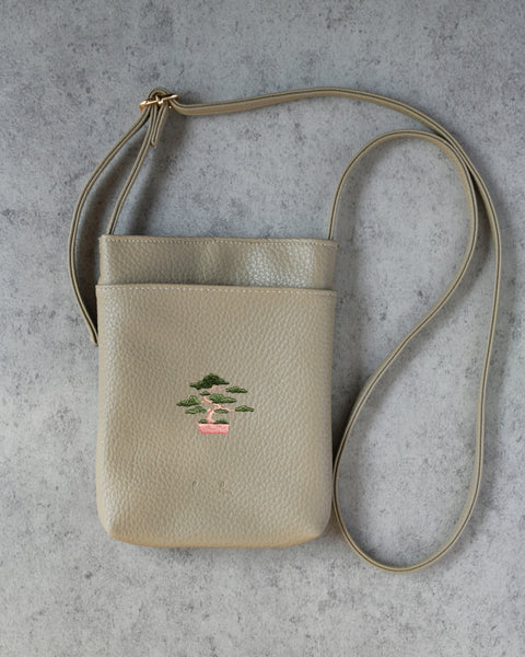 盆栽 スマホバッグ 刺繍 ポーチ ベルト調整可能