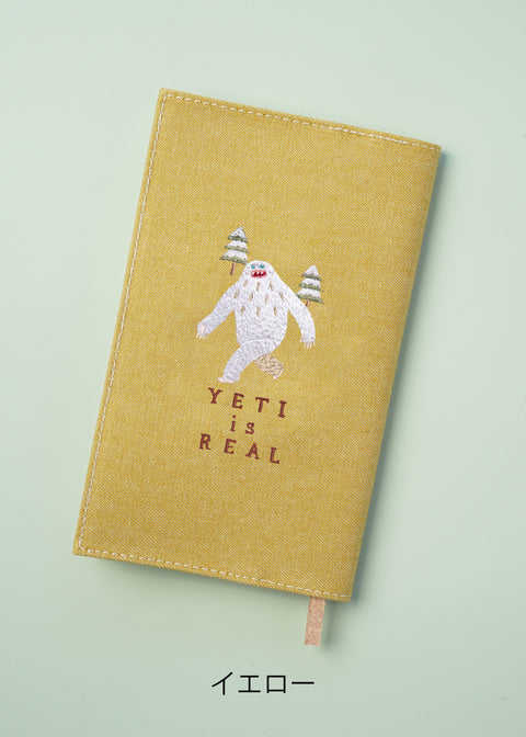 【新書サイズ】イエティはいる ブックカバー 新書版サイズ 刺繍 ブックカバー 日本製 honok