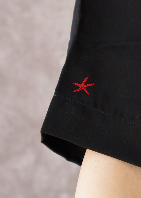 「蛸と珊瑚」刺繍 シルキーオープン半袖シャツhonok
