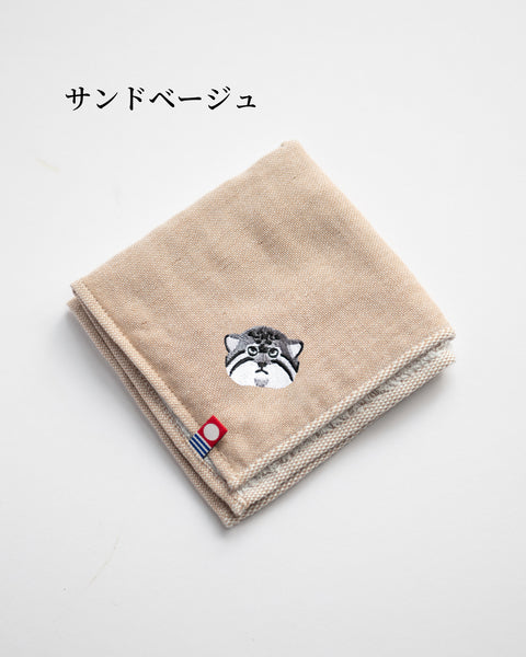 【全8カラー】マヌルネコ 地味かわ 刺繍 ハンカチ |今治タオル ギフトに最適 honok