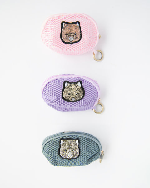 ウォンバット メッシュポーチ 「ワイン」 刺繍 Nook Nook
