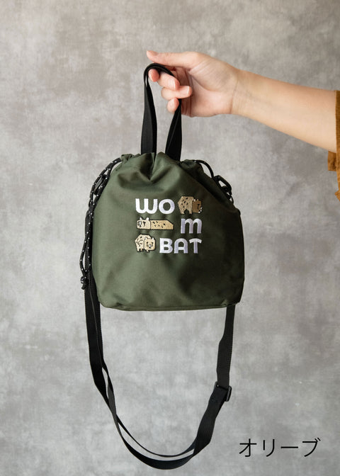 巾着バッグ 「WOMBAT」タイポグラフィ刺繍 NOOKNOOK