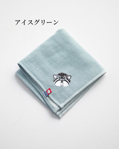 【全8カラー】マヌルネコ 地味かわ 刺繍 ハンカチ |今治タオル ギフトに最適 honok