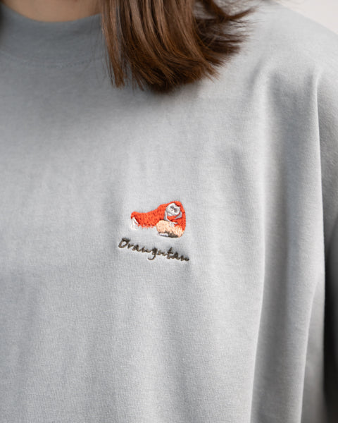 オラウータン刺繍 オーバーサイズTシャツ|Orangutan|ワンポイント刺繍|honok