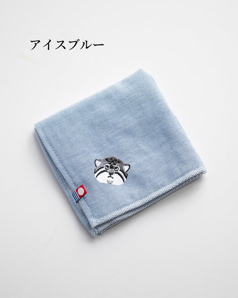 【全8カラー】マヌルネコ 地味かわ 刺繍 ハンカチ |今治タオル ギフトに最適 honok