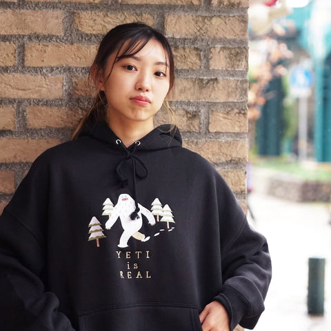 「イエティ」刺繍 ビックシルエットパーカー 裏起毛 honok