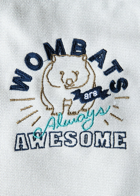 「ウォンバットいつも最高」刺繍 ランチトートバッグ ギフト NOOK NOOK