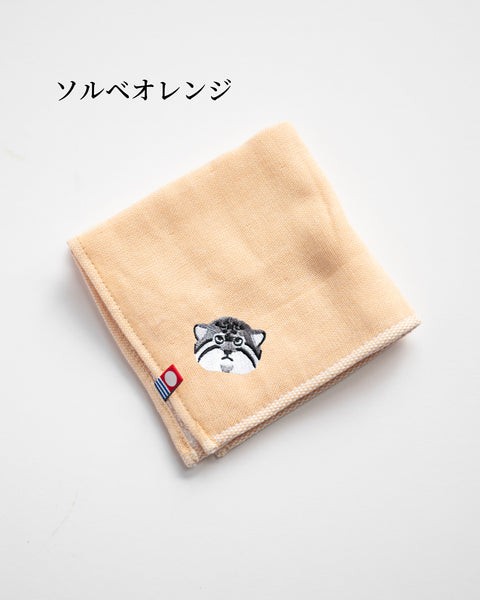 【全8カラー】マヌルネコ 地味かわ 刺繍 ハンカチ |今治タオル ギフトに最適 honok