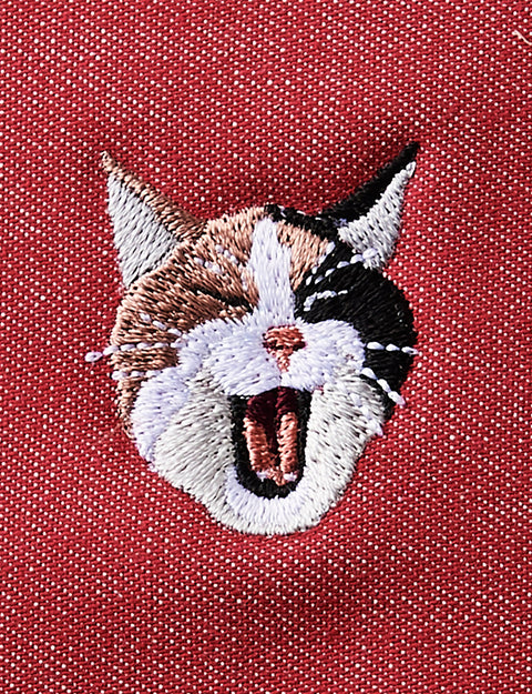 【 文庫版サイズ】あくびする猫 刺繍 ブックカバー 日本製 honok
