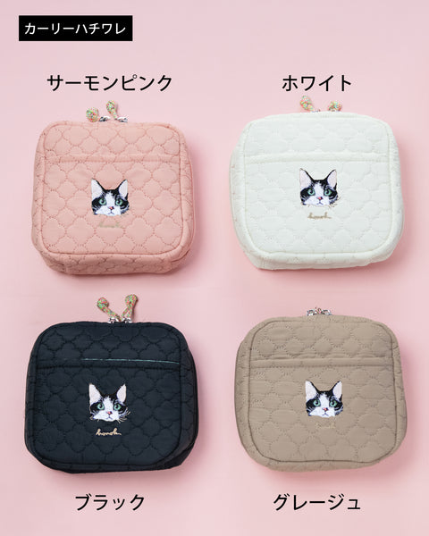 名入れ無料 刺繍化粧ポーチ 猫|あくびネコの刺繍ポーチ プレゼントにおすすめ