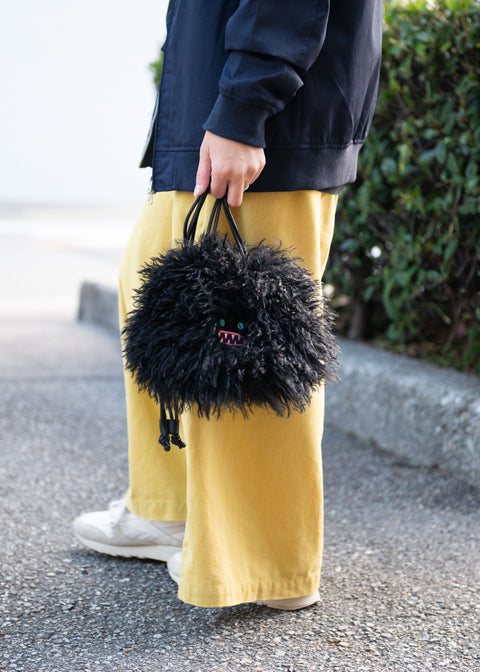 【当日発送】Paafy Nibbles ロングファー 刺繍 巾着バッグ honok