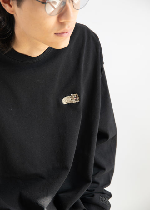 長袖Tシャツ ウォンバット ワインさん ユキちゃん フクくん 刺繍 Nook Nook