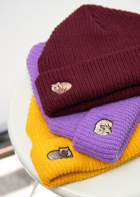 ウォンバット ワインさん ユキちゃん フクくん 刺繍 ニット帽 Nook Nook