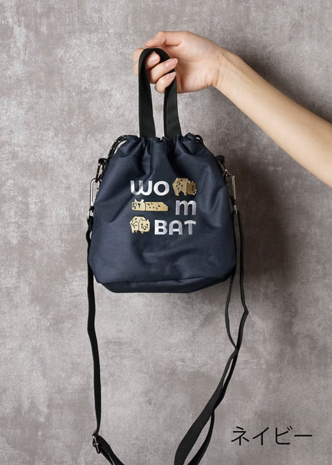 巾着バッグ 「WOMBAT」タイポグラフィ刺繍 NOOKNOOK