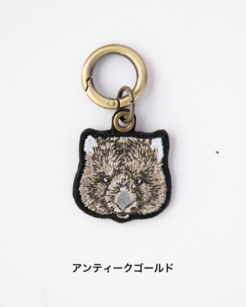 ウォンバット「フク」刺繍キーホルダー 名入れ可能 ギフト NookNook