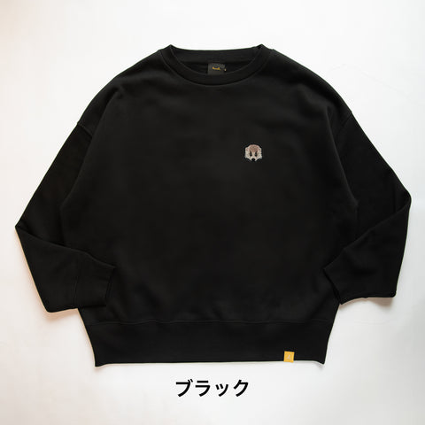 アナグマ 動物 トレーナー 裏起毛 ワンポイント 刺繍 honok