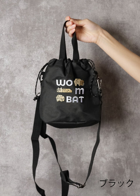 巾着バッグ 「WOMBAT」タイポグラフィ刺繍 NOOKNOOK