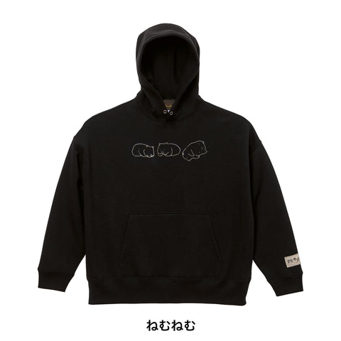 【あの雲×NOOKNOOK】ねむねむ/かいかいウォンバット 「ワイン」「フク」「ユキ」 パーカー 裏起毛 ワンポイント刺繍 Nook Nook