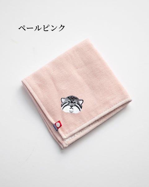 【全8カラー】マヌルネコ 地味かわ 刺繍 ハンカチ |今治タオル ギフトに最適 honok