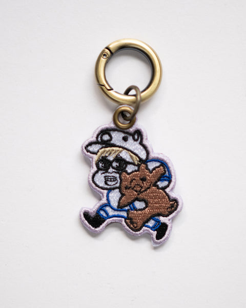 ウォンバットと園長「ワイン ユキ コウ フク 園長」刺繍キーホルダー ギフト NookNook