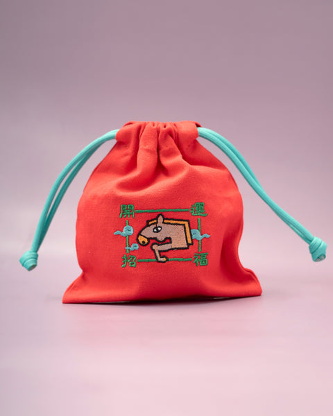 干支刺繍巾着・午(うま)|名入れ対応|出産祝い・誕生日・お守り袋・入園入学ギフト