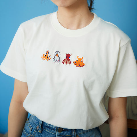 タコさん達 刺繍 Tシャツ