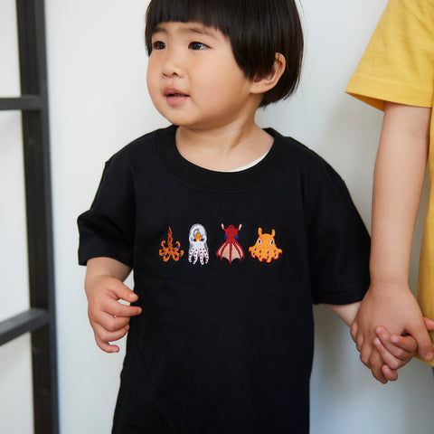 タコさん達 刺繍 Tシャツ キッズ honok
