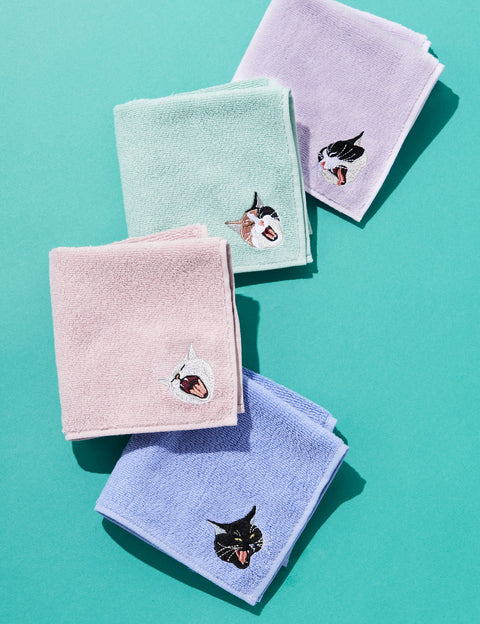 今治ハンカチ あくび猫 ハンカチ 刺繍 honok
