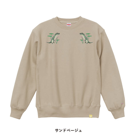 「睡蓮と鰐」刺繍 トレーナー 裏起毛 honok
