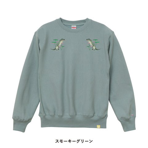 「睡蓮と鰐」刺繍 トレーナー 裏起毛 honok