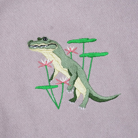 「睡蓮と鰐」刺繍 トレーナー 裏起毛 honok