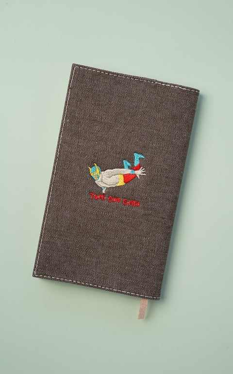 【新書サイズ】ワンポイント刺繍ブックカバー 日本製 honok