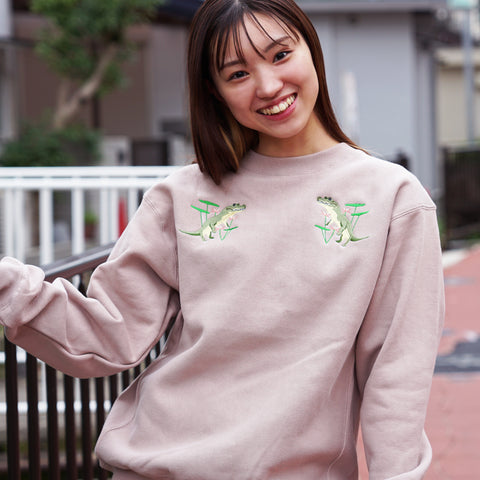 「睡蓮と鰐」刺繍 トレーナー 裏起毛 honok