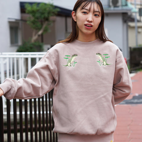 「睡蓮と鰐」刺繍 トレーナー 裏起毛 honok