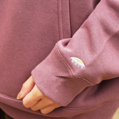 「アブダクションされる牛」刺繍 ビックシルエットパーカー 裏起毛 honok