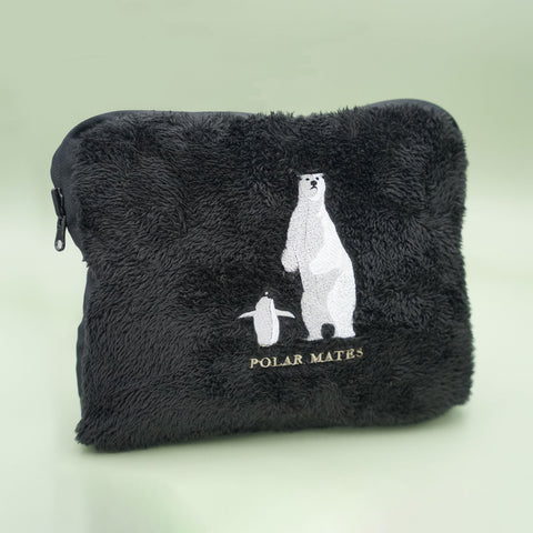 シロクマとペンギン刺繍のブランケット 【名入れ可能】