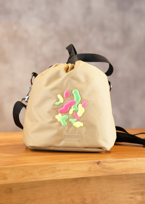 巾着バッグ 「アメーバ」3D刺繍 honok