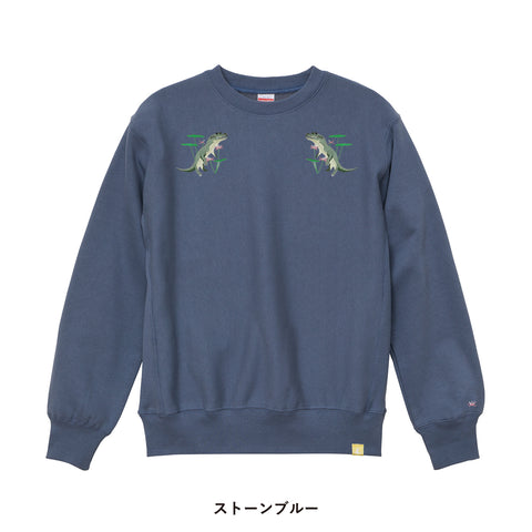 「睡蓮と鰐」刺繍 トレーナー 裏起毛 honok