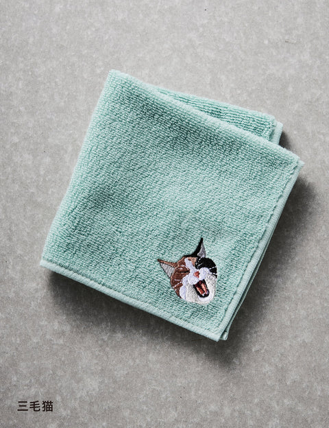 今治ハンカチ あくび猫 ハンカチ 刺繍 honok