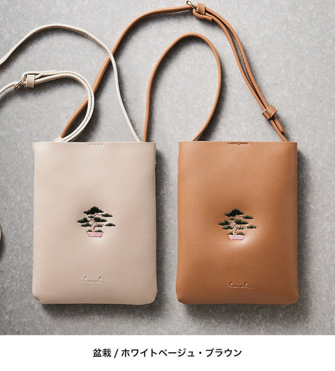 ワンポイント刺繍 スマホバッグ 刺繍 ポーチ