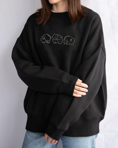 【あの雲×NOOKNOOK】ねむねむ／かいかいウォンバット 「ワイン」「フク」「ユキ」 トレーナー 裏起毛 ワンポイント刺繍 Nook Nook