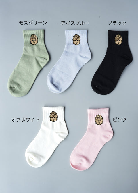 3足セット「阿弥陀仏 刺繍」レディースソックス  靴下  honok