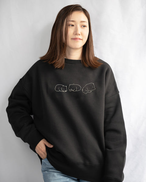 【あの雲×NOOKNOOK】ねむねむ／かいかいウォンバット 「ワイン」「フク」「ユキ」 トレーナー 裏起毛 ワンポイント刺繍 Nook Nook