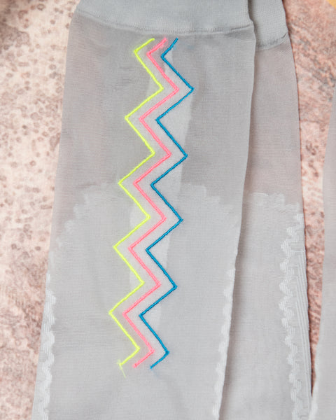 ネオン刺繍 シースル ソックス ショートタイプ 3足セット