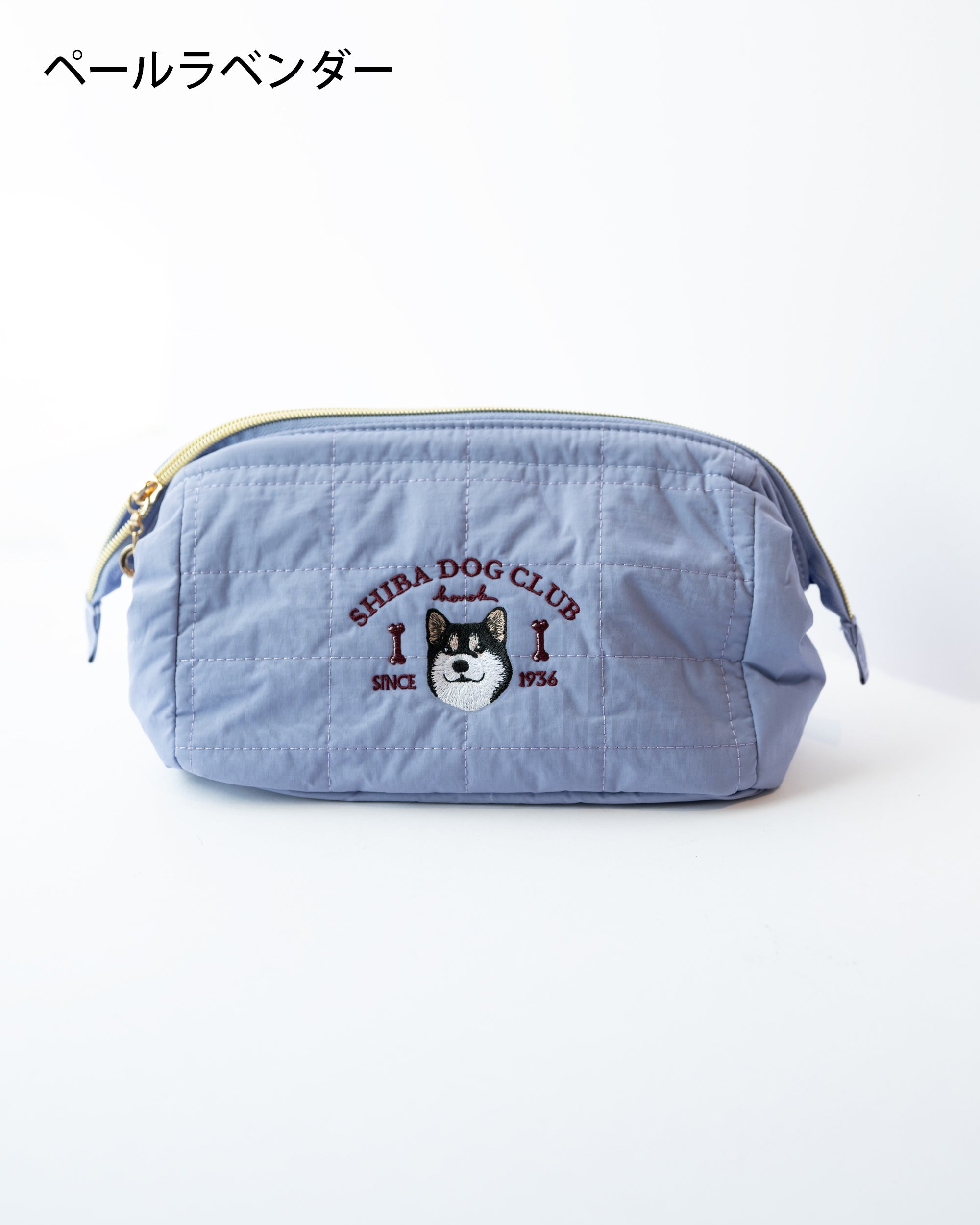 柴犬の刺繍入り 大容量化粧ポーチ（黒柴）名入れ可｜SHIBA DOG CLUB｜honok