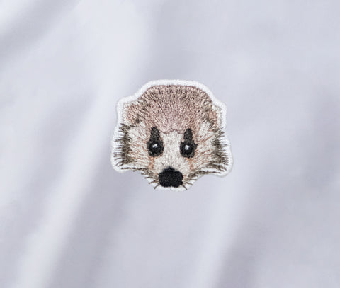 アナグマ 動物 パーカー 裏起毛 ワンポイント 刺繍 honok