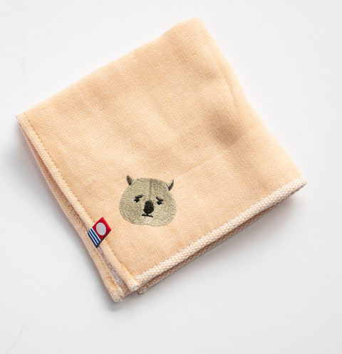 【全８カラー】ウォンバット 地味かわ 刺繍 ハンカチ 今治 ギフト